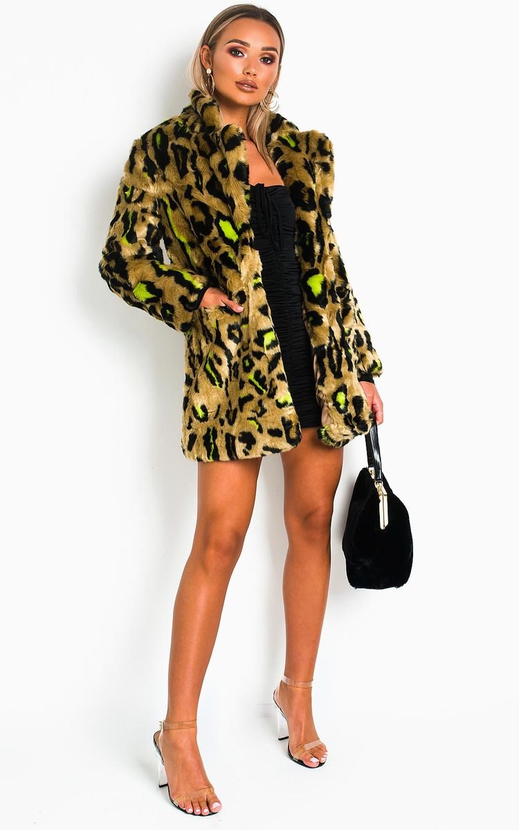 Lara Leopard Print Faux Fur Coat Thumbnail