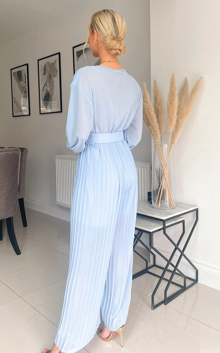 Laurel Wide Leg Pleated Jumpsuit with Belt Detail Thumbnail