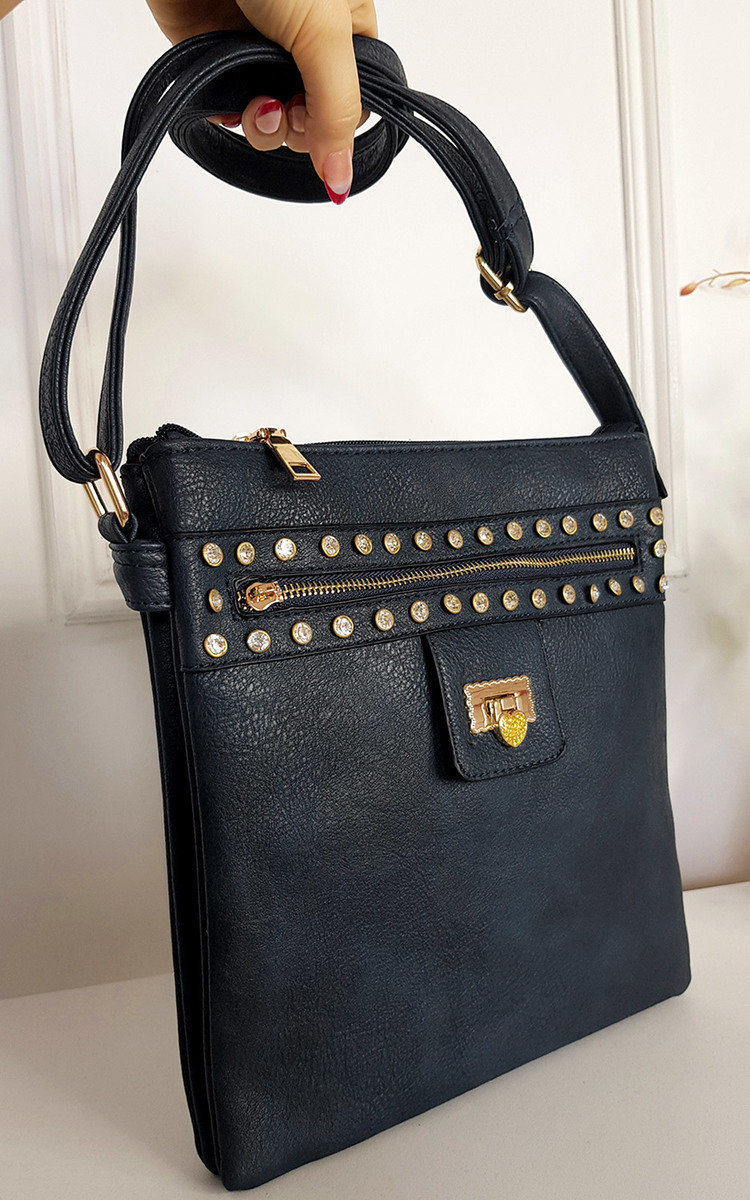 Lauren Faux Leather Shoulder Bag with Gold Detail