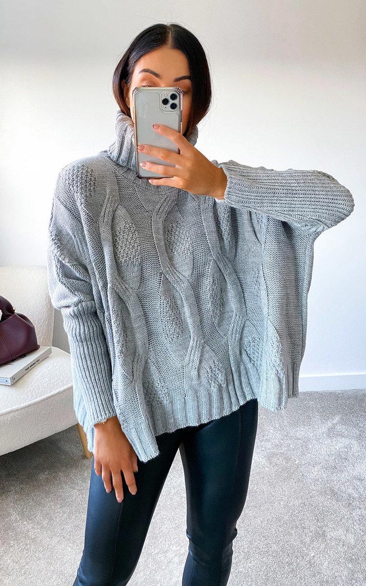Lauren High Neck Cable Knit Jumper Thumbnail Lauren High Neck Cable Knit Jumper Thumbnail