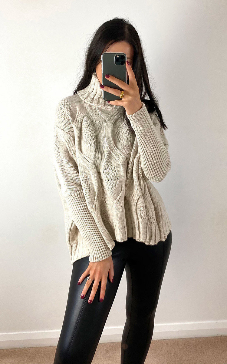 Lauren High Neck Cable Knit Jumper Thumbnail