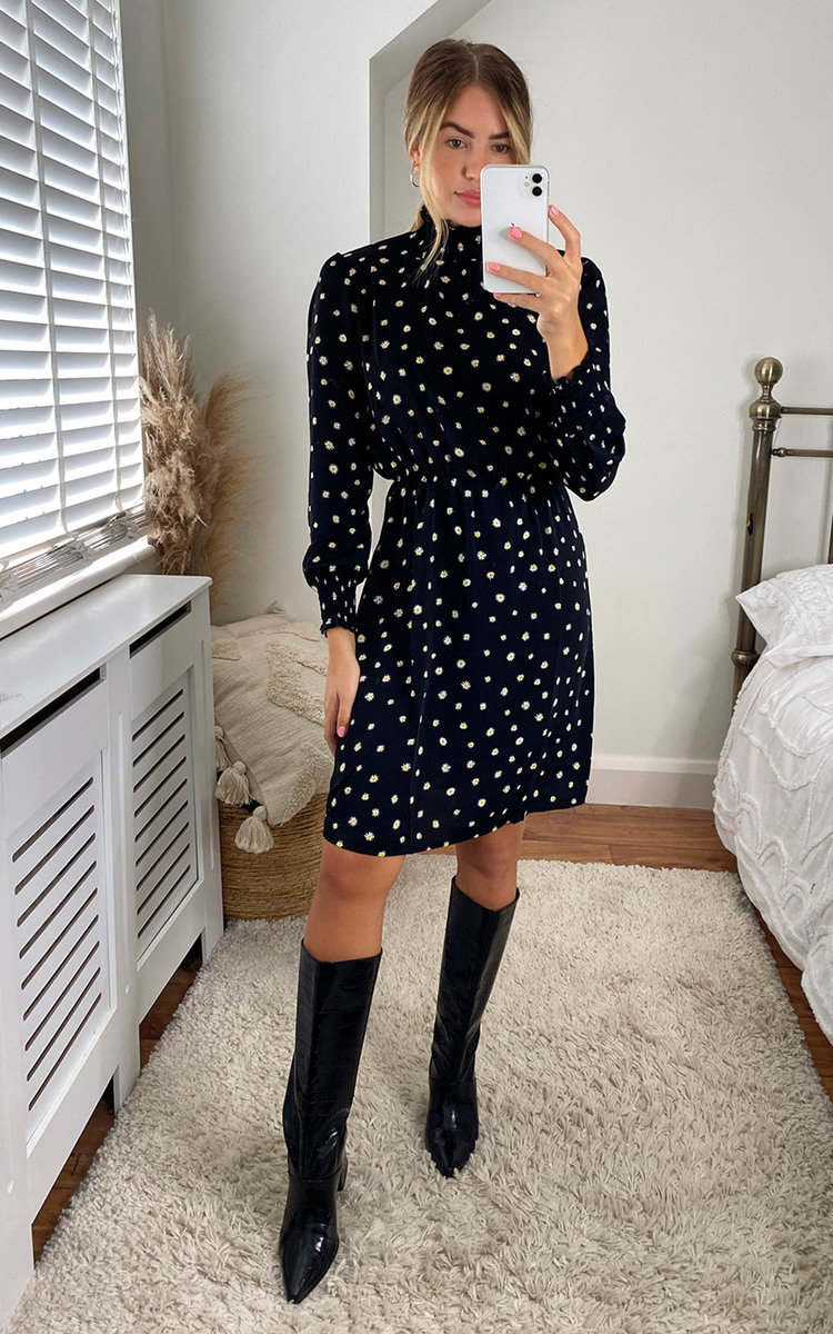 Laurie Floral Printed High Neck Dress Thumbnail Laurie Floral Printed High Neck Dress Thumbnail
