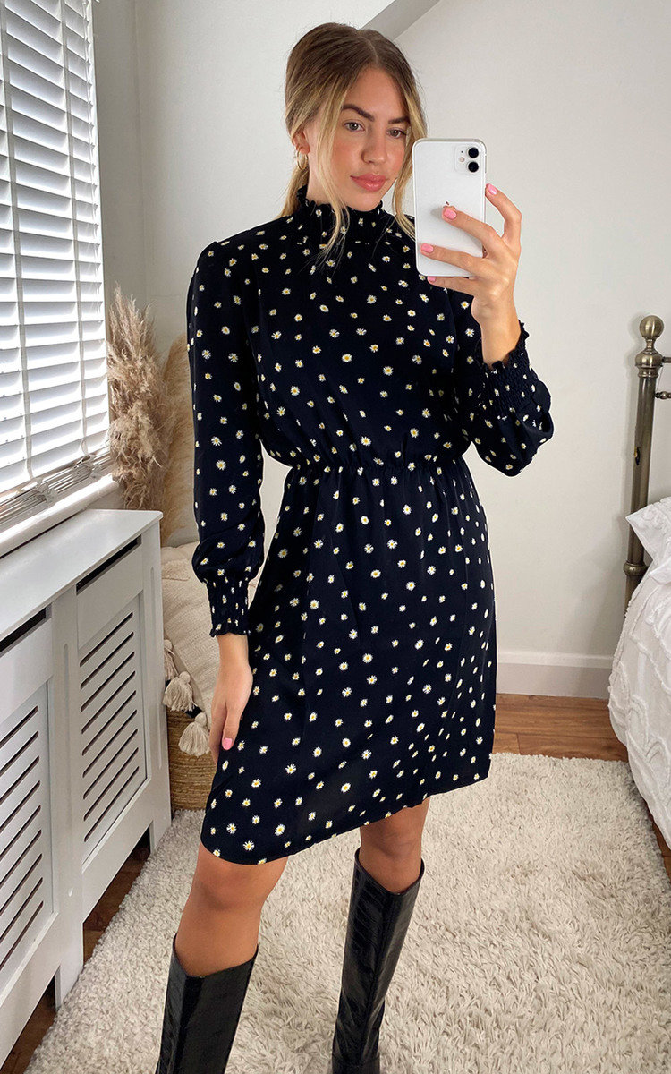 Laurie Floral Printed High Neck Dress