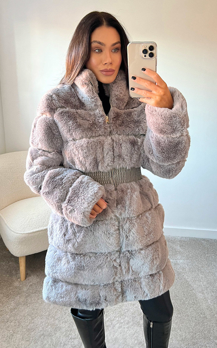 Layla Faux Fur Belted Coat Thumbnail