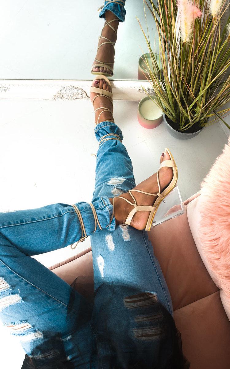 Laylie Perspex Wedge Tie Up Heels Laylie Perspex Wedge Tie Up Heels