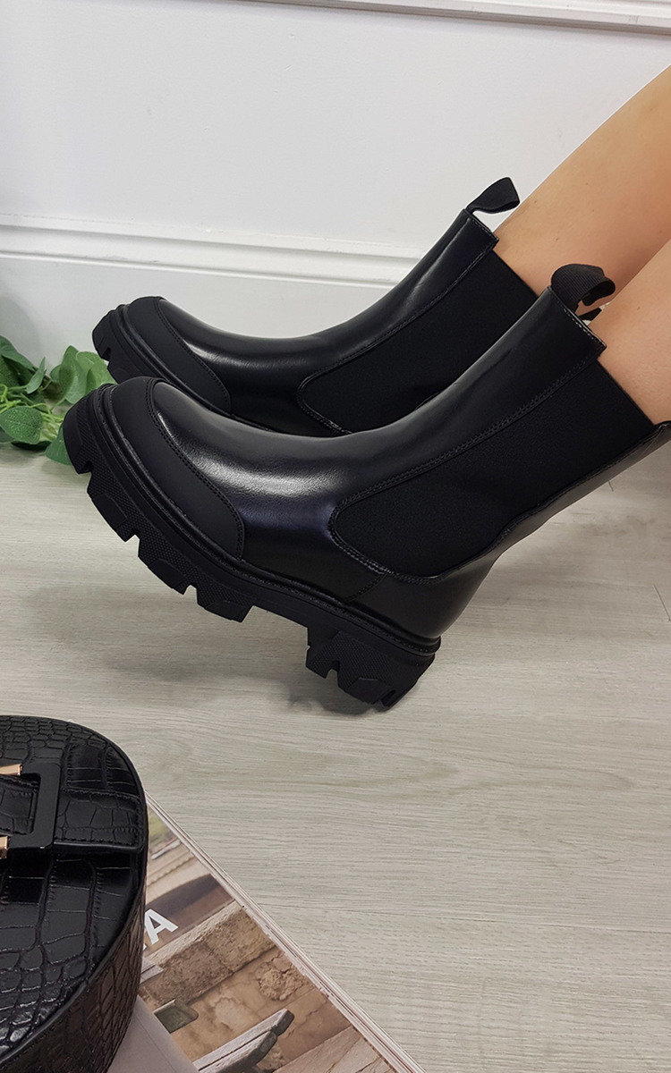 Leah Faux Leather Chunky Ankle Boot Thumbnail Leah Faux Leather Chunky Ankle Boot Thumbnail
