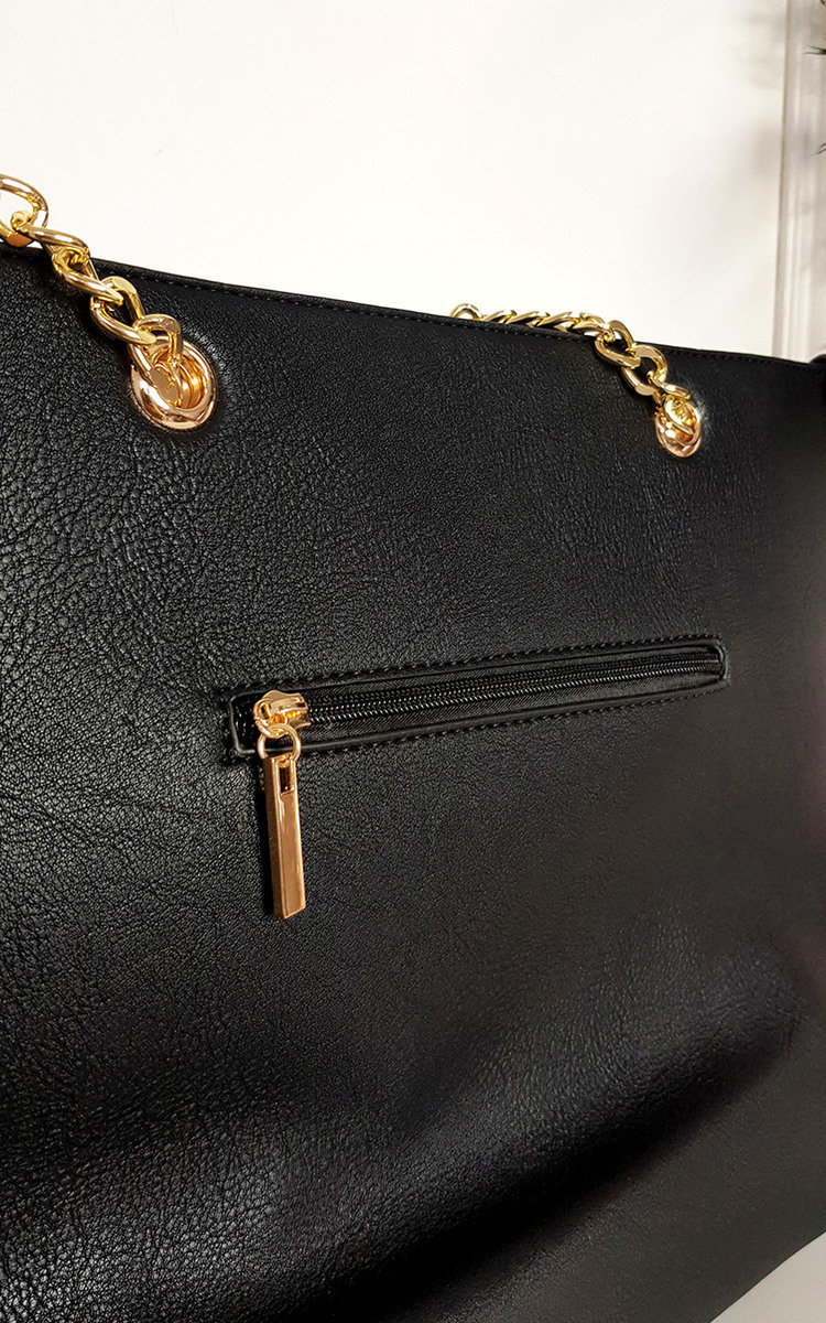 Leanne Faux Leather Chain Shoulder Bag with Stripe Detail Thumbnail Leanne Faux Leather Chain Shoulder Bag with Stripe Detail Thumbnail