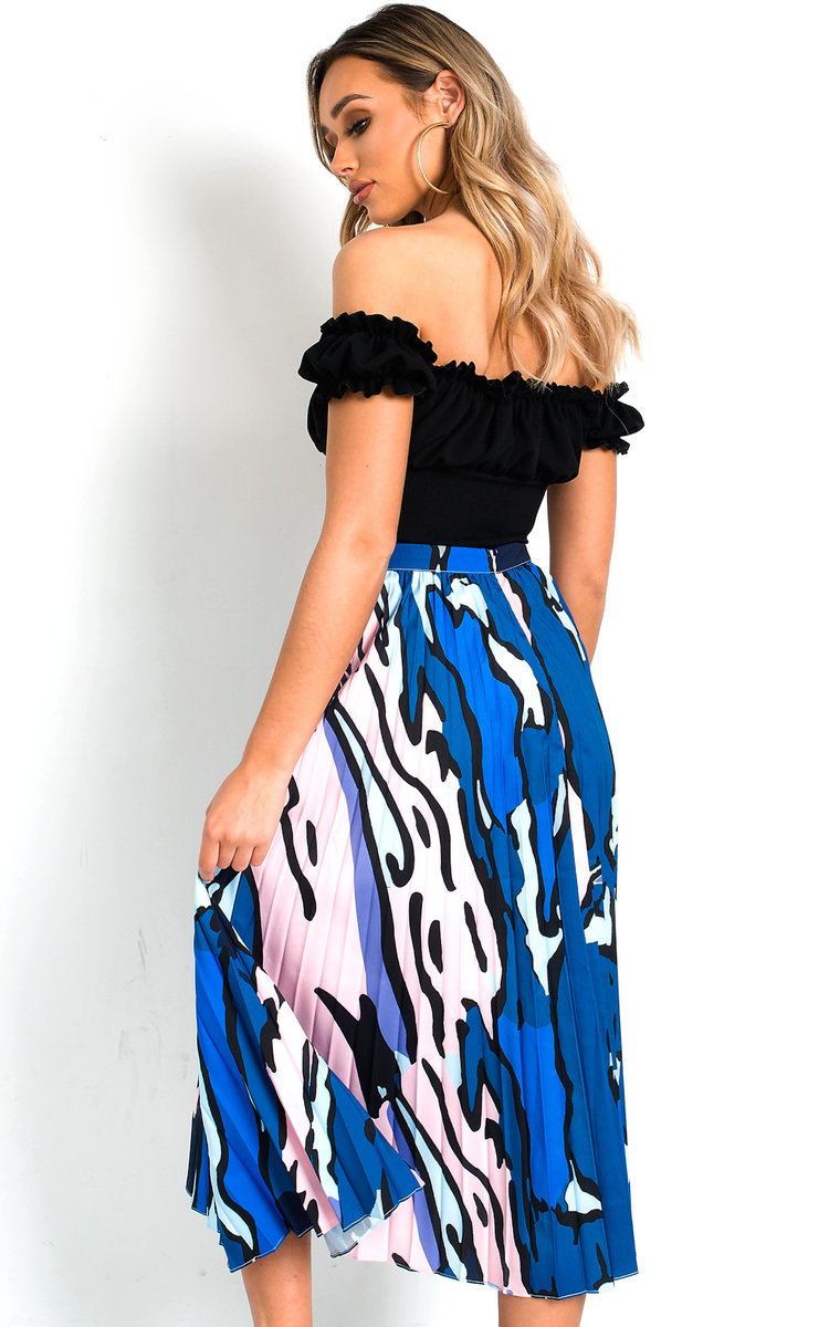 Leena Pleated Print Midi Skirt Thumbnail