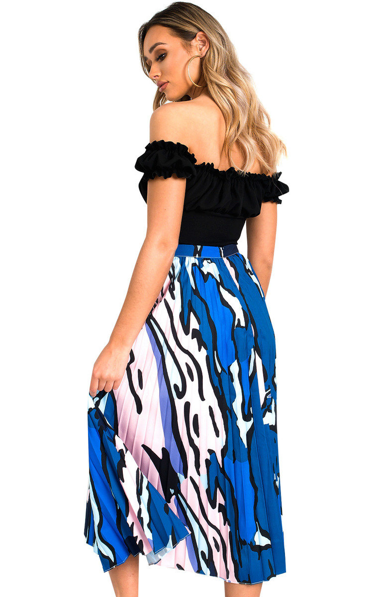 Leena Pleated Print Midi Skirt Thumbnail