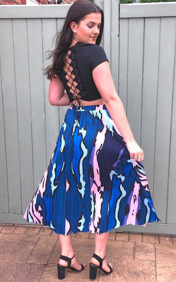 Leena Pleated Print Midi Skirt Leena Pleated Print Midi Skirt