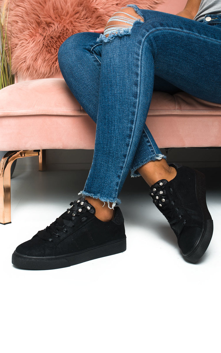 Lelly Faux Suede Flower Embellished Trainer Thumbnail Lelly Faux Suede Flower Embellished Trainer Thumbnail