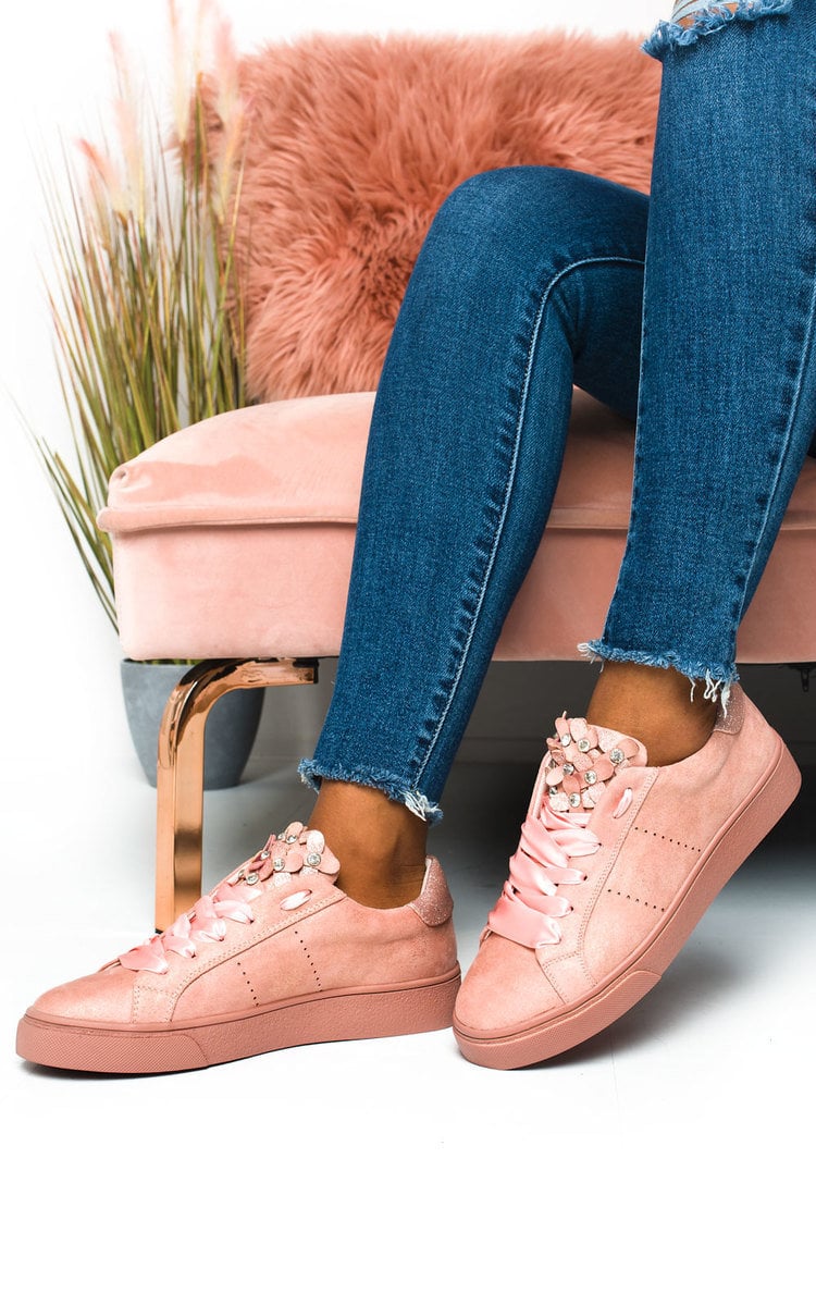 Lelly Faux Suede Flower Embellished Trainer Thumbnail Lelly Faux Suede Flower Embellished Trainer Thumbnail