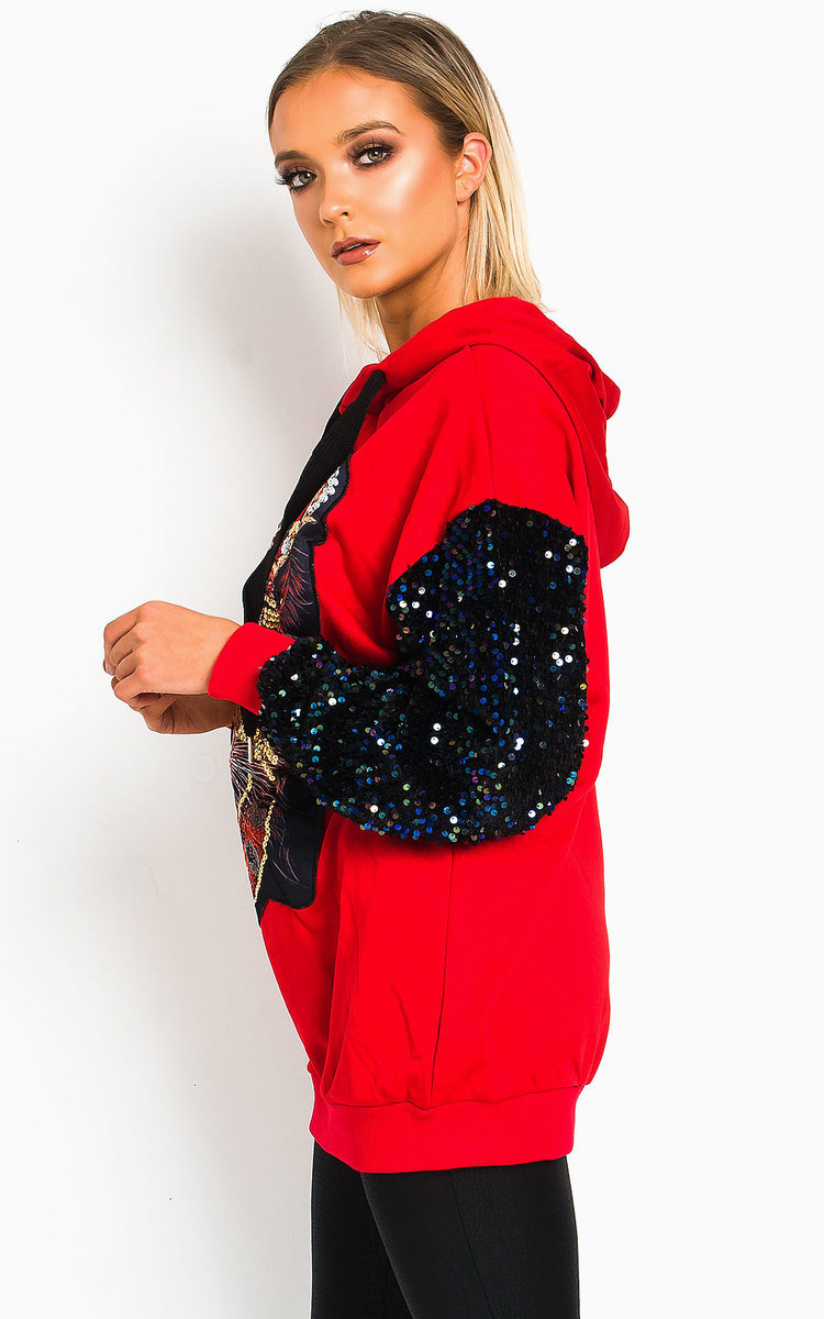 Leo Sequin Embellished Oversized Hooded Jumper Thumbnail Leo Sequin Embellished Oversized Hooded Jumper Thumbnail