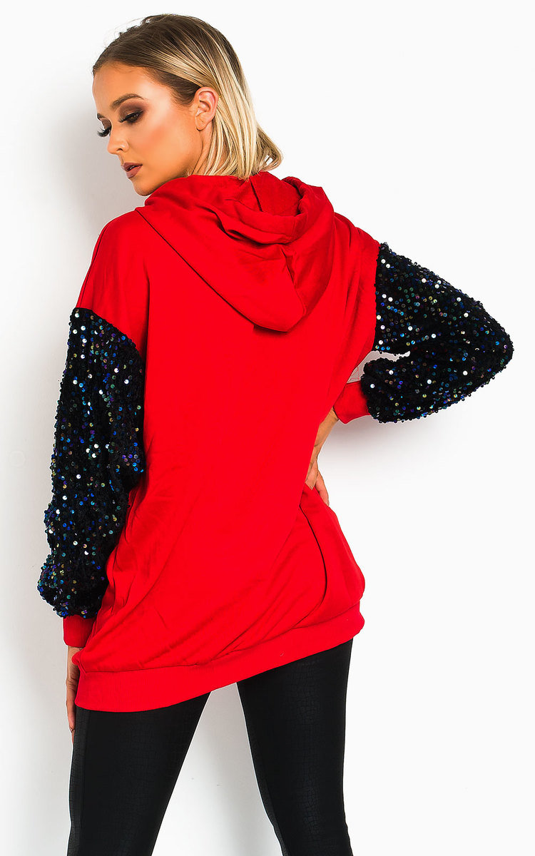 Leo Sequin Embellished Oversized Hooded Jumper Thumbnail