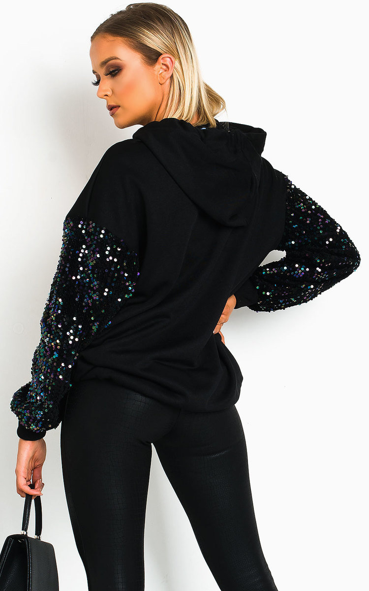 Leo Sequin Embellished Oversized Hooded Jumper Thumbnail