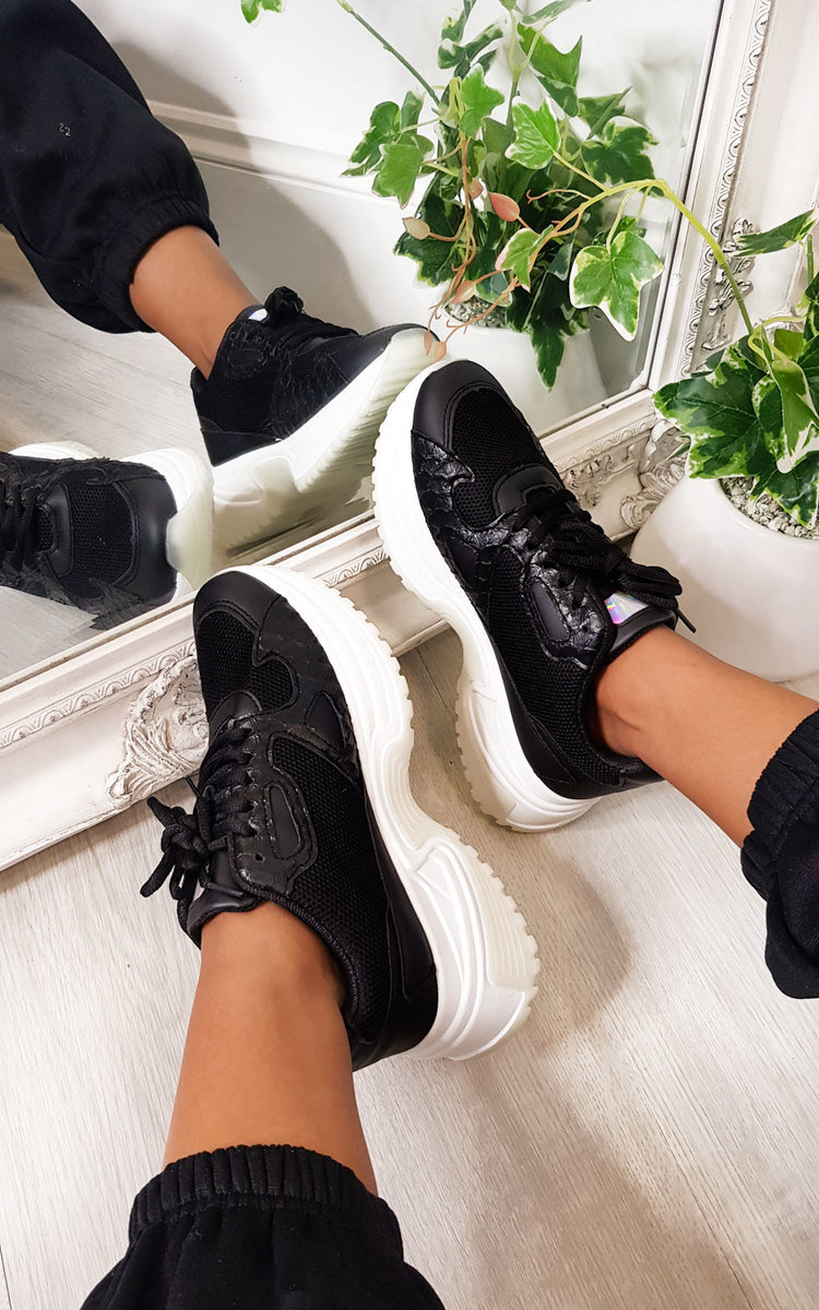 crocodile print chunky trainers