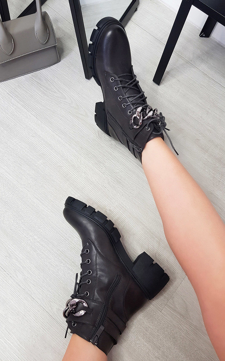 Libby Chain Detail Chunky Lace Up Boots Thumbnail Libby Chain Detail Chunky Lace Up Boots Thumbnail