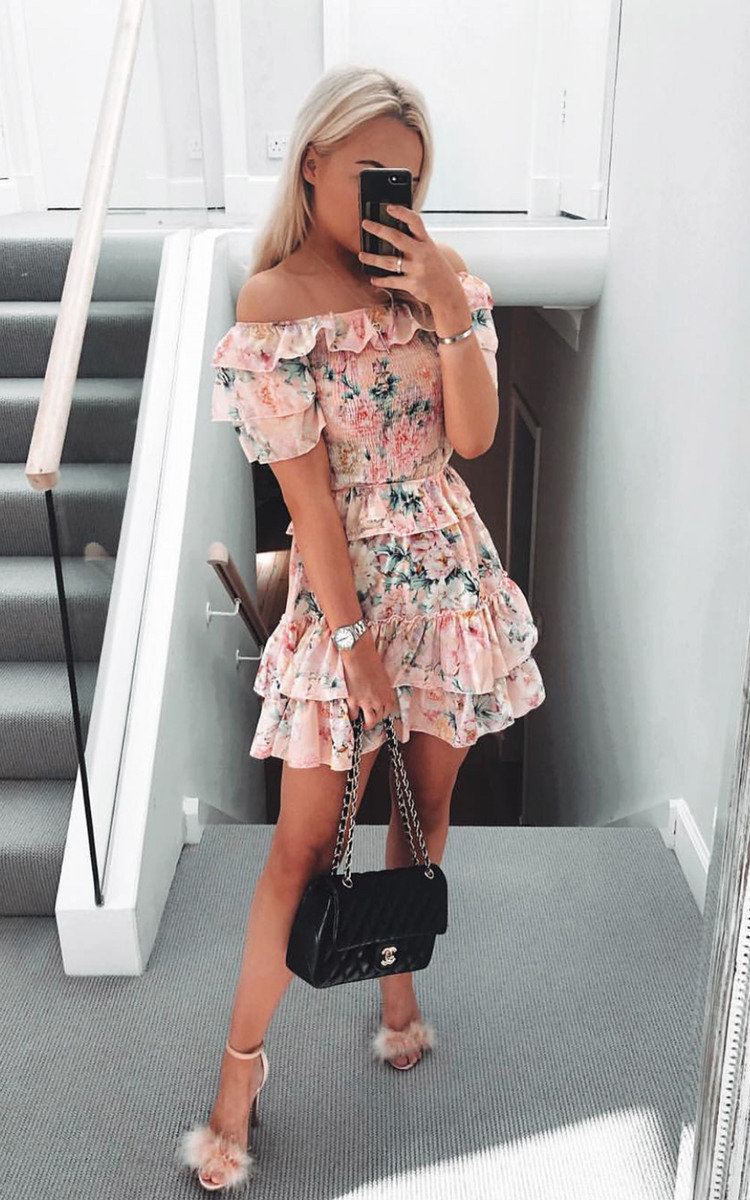 Lilly Off Shoulder Floral Dress Thumbnail