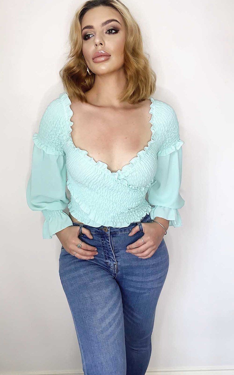 Lilly Off Shoulder Frill Crop Top Thumbnail