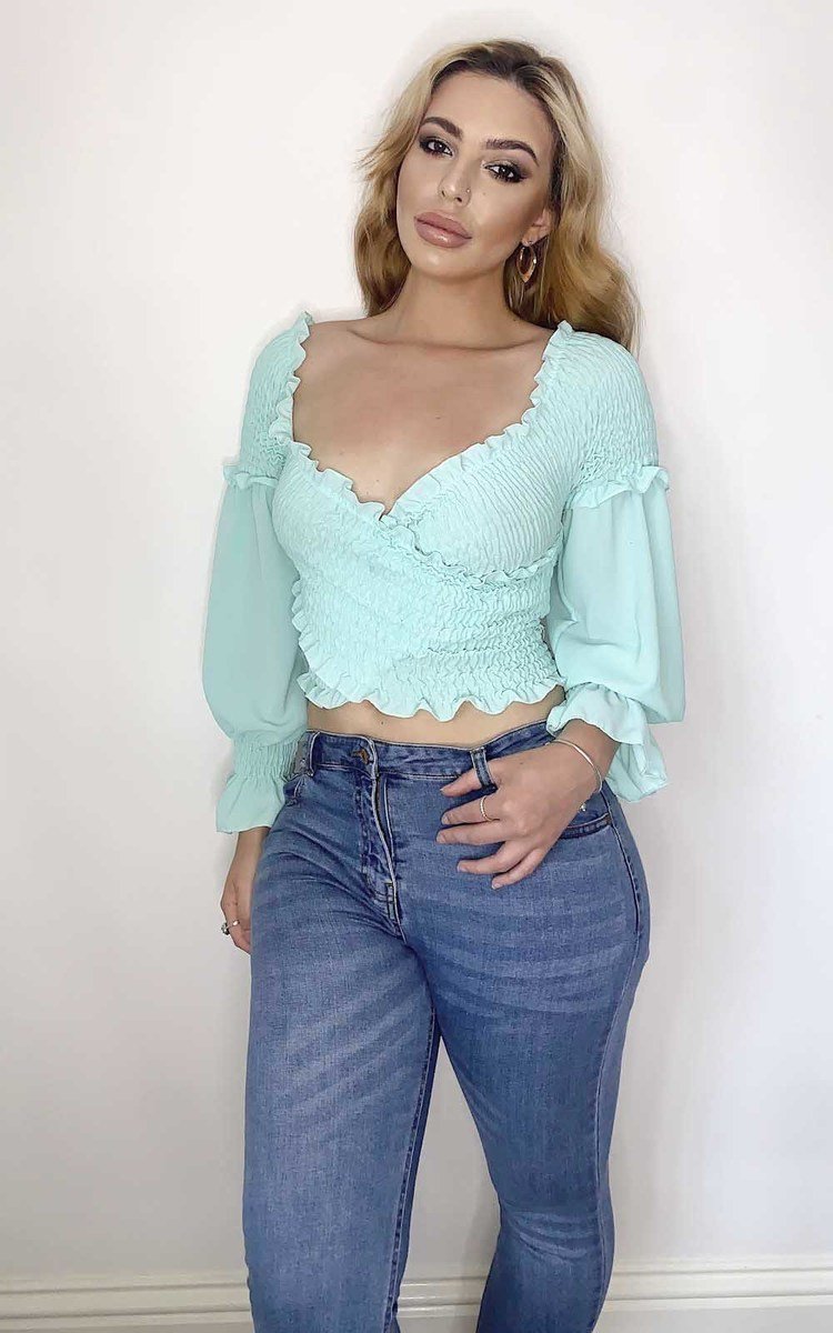 Lilly Off Shoulder Frill Crop Top Thumbnail