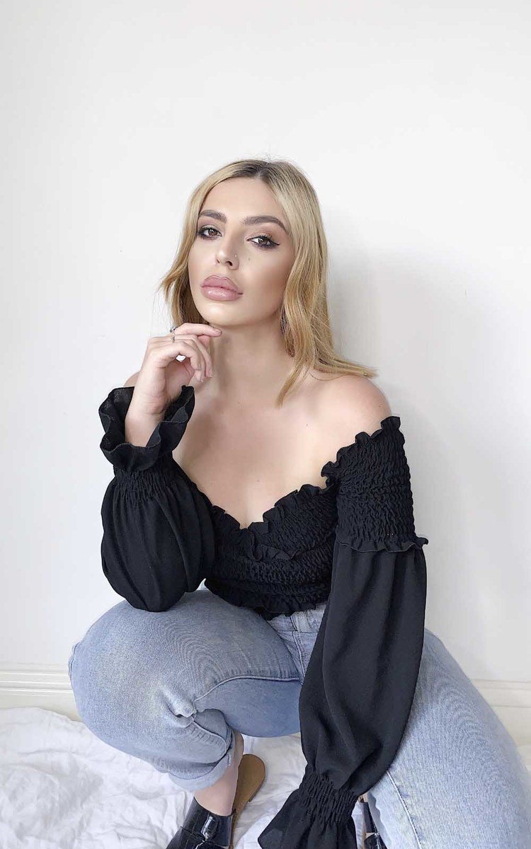 Lilly Off Shoulder Frill Crop Top Thumbnail