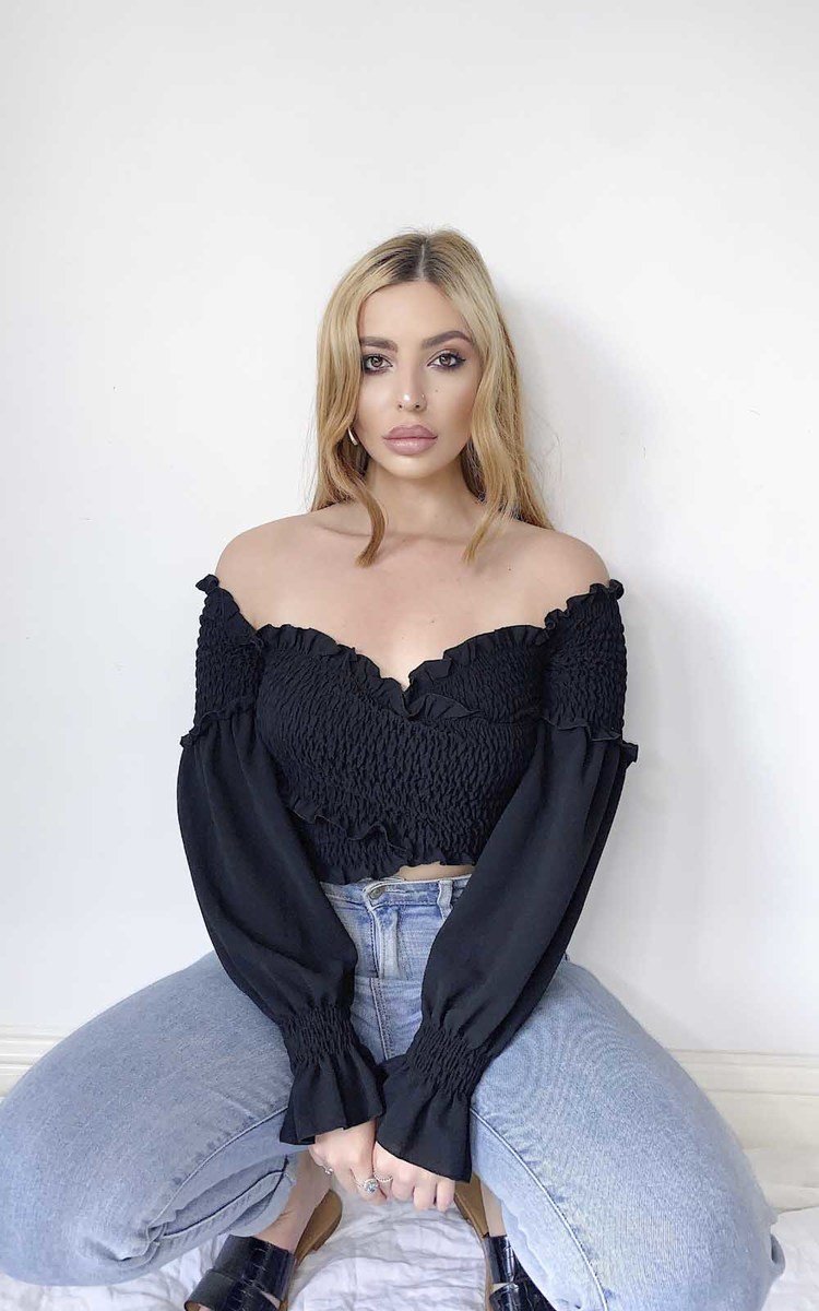 Lilly Off Shoulder Frill Crop Top Thumbnail