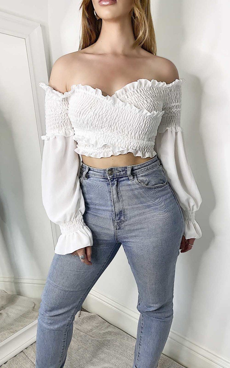 Lilly Off Shoulder Frill Crop Top Thumbnail Lilly Off Shoulder Frill Crop Top Thumbnail
