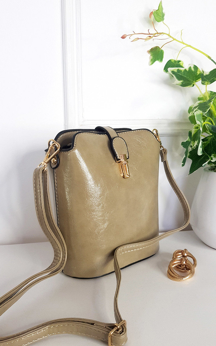 Lily Faux Leather Crossbody Bag with Gold Detail and Adjustable Strap Thumbnail Lily Faux Leather Crossbody Bag with Gold Detail and Adjustable Strap Thumbnail