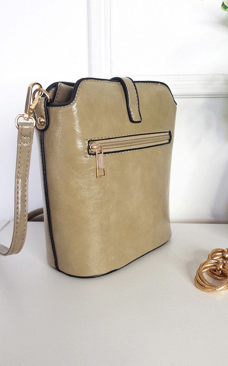 Lily Faux Leather Crossbody Bag with Gold Detail and Adjustable Strap Thumbnail Lily Faux Leather Crossbody Bag with Gold Detail and Adjustable Strap Thumbnail