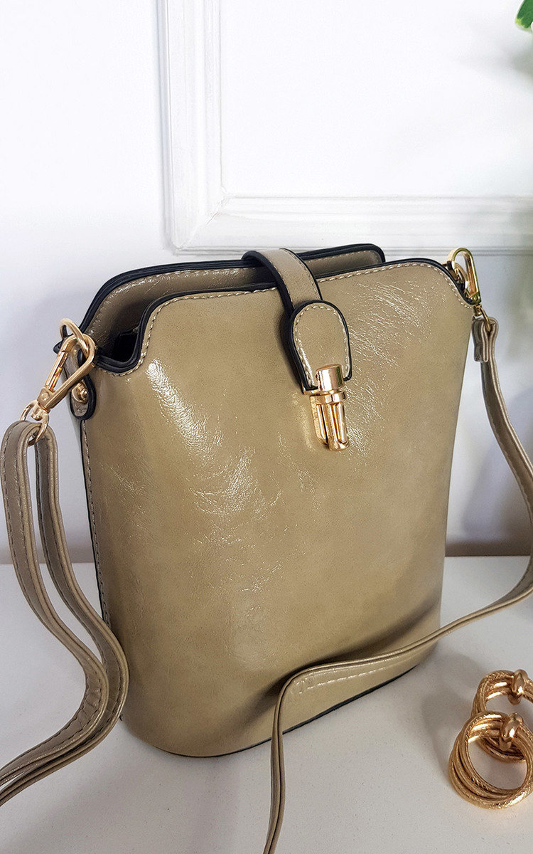 Lily Faux Leather Crossbody Bag with Gold Detail and Adjustable Strap Lily Faux Leather Crossbody Bag with Gold Detail and Adjustable Strap