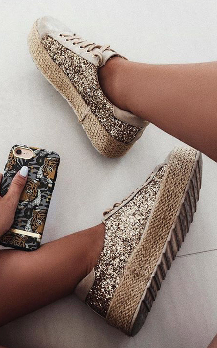 Liv Sequin Espadrille Lace Up Trainer Liv Sequin Espadrille Lace Up Trainer