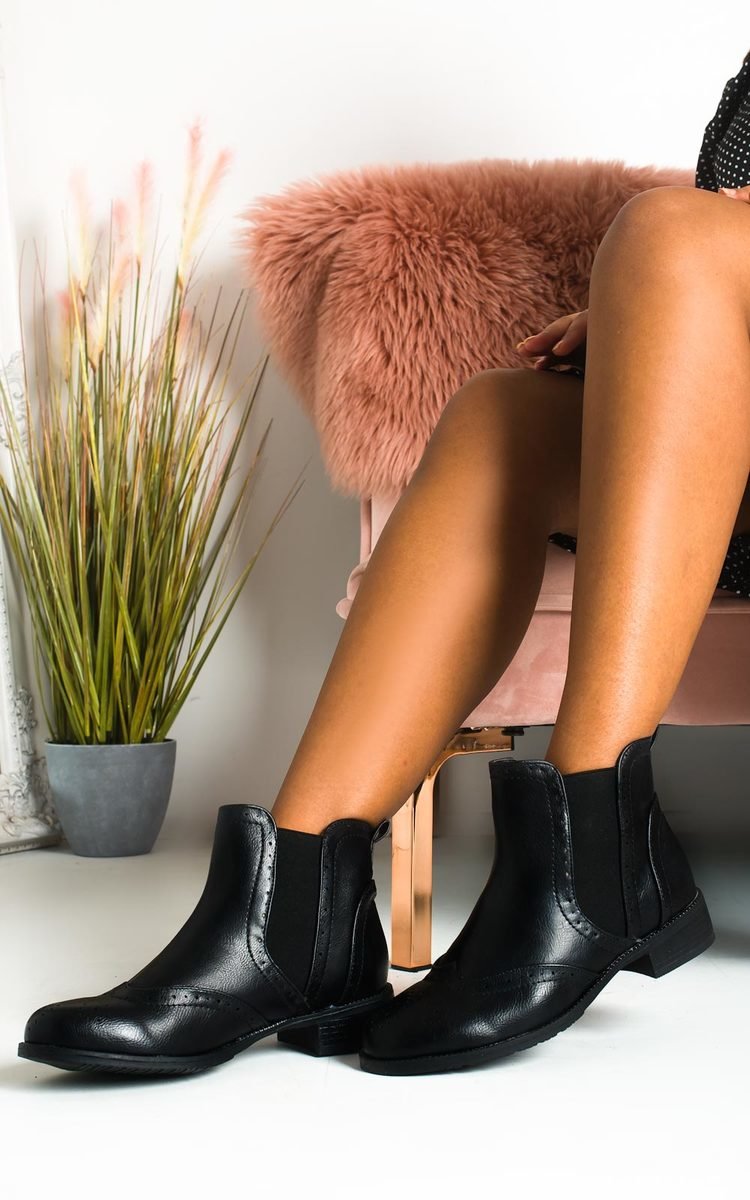 Lizzie Faux Leather Brogue Chelsea Boots Thumbnail