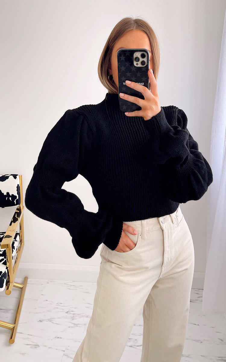 Lizzo Puff Sleeve Knitted Jumper Thumbnail