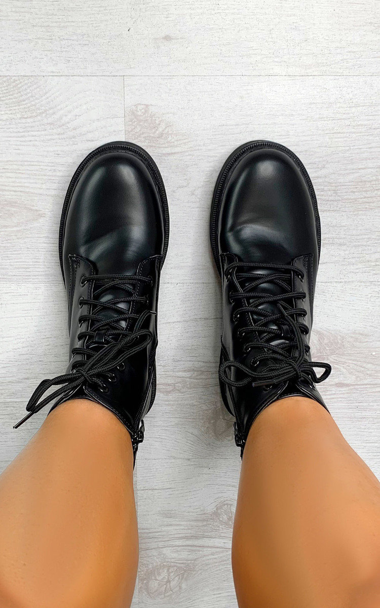 chunky lace up biker boots