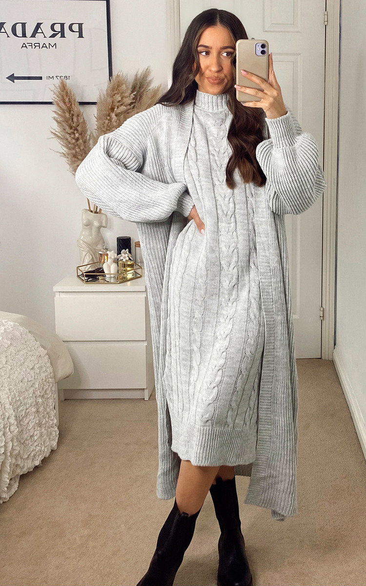 Lois Knitted Cardigan and Dress Co-ord Thumbnail Lois Knitted Cardigan and Dress Co-ord Thumbnail