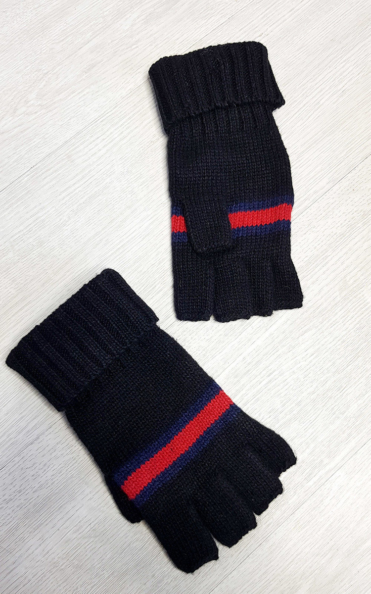 Lola Fingerless Gloves with Stripe Detail Thumbnail Lola Fingerless Gloves with Stripe Detail Thumbnail