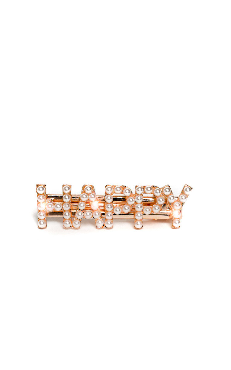 Lola Slogan Pearl Detail Hair Clip Thumbnail