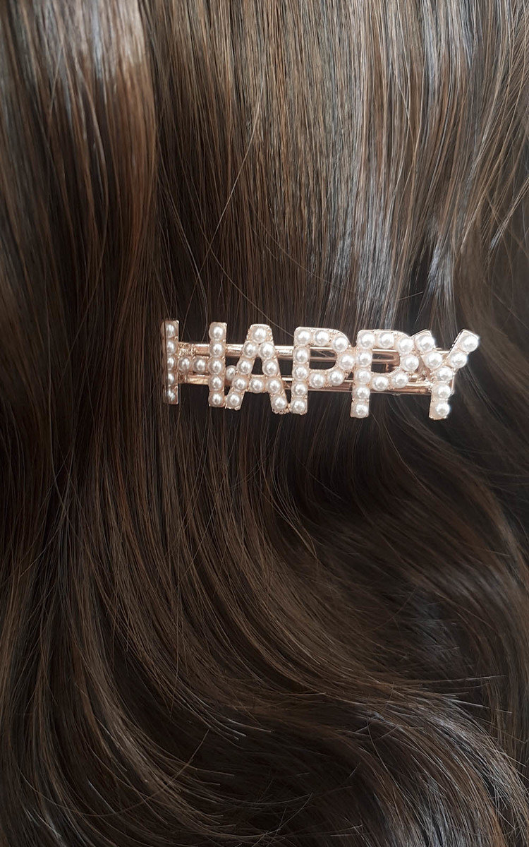 Lola Slogan Pearl Detail Hair Clip Lola Slogan Pearl Detail Hair Clip