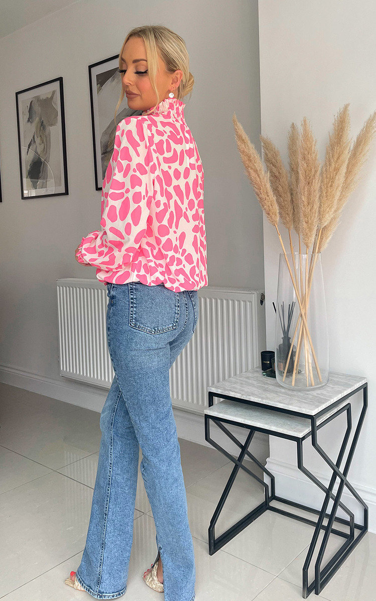Lori High Neck Blouse with Abstract Print Thumbnail Lori High Neck Blouse with Abstract Print Thumbnail
