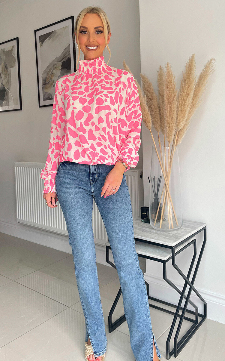 Lori High Neck Blouse with Abstract Print Lori High Neck Blouse with Abstract Print