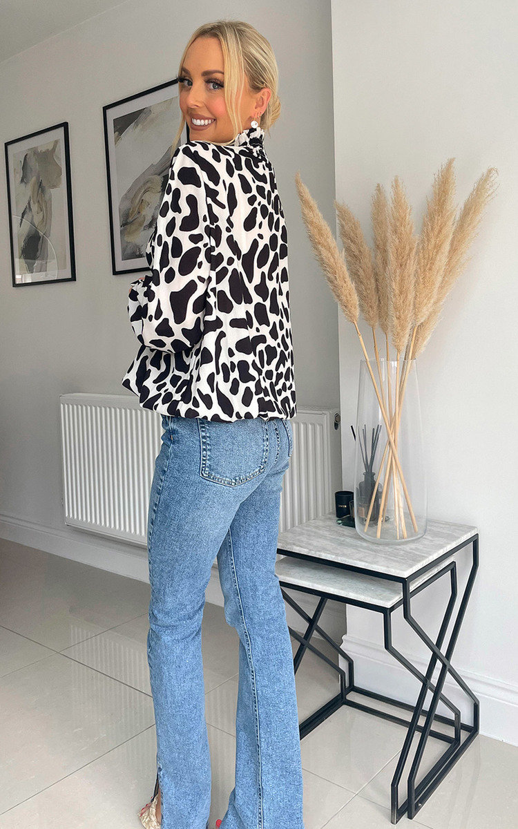 Lori High Neck Blouse with Abstract Print Thumbnail Lori High Neck Blouse with Abstract Print Thumbnail