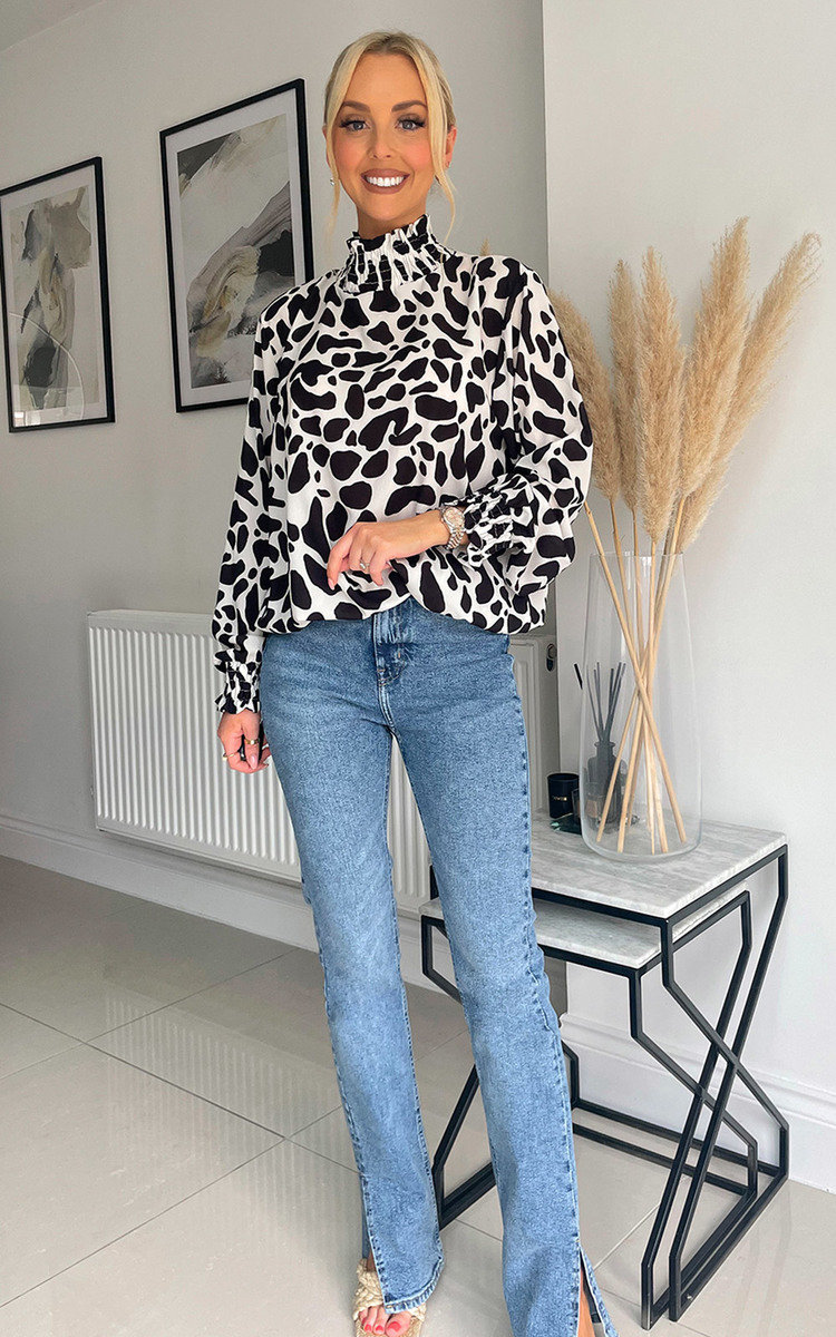 Lori High Neck Blouse with Abstract Print Thumbnail Lori High Neck Blouse with Abstract Print Thumbnail