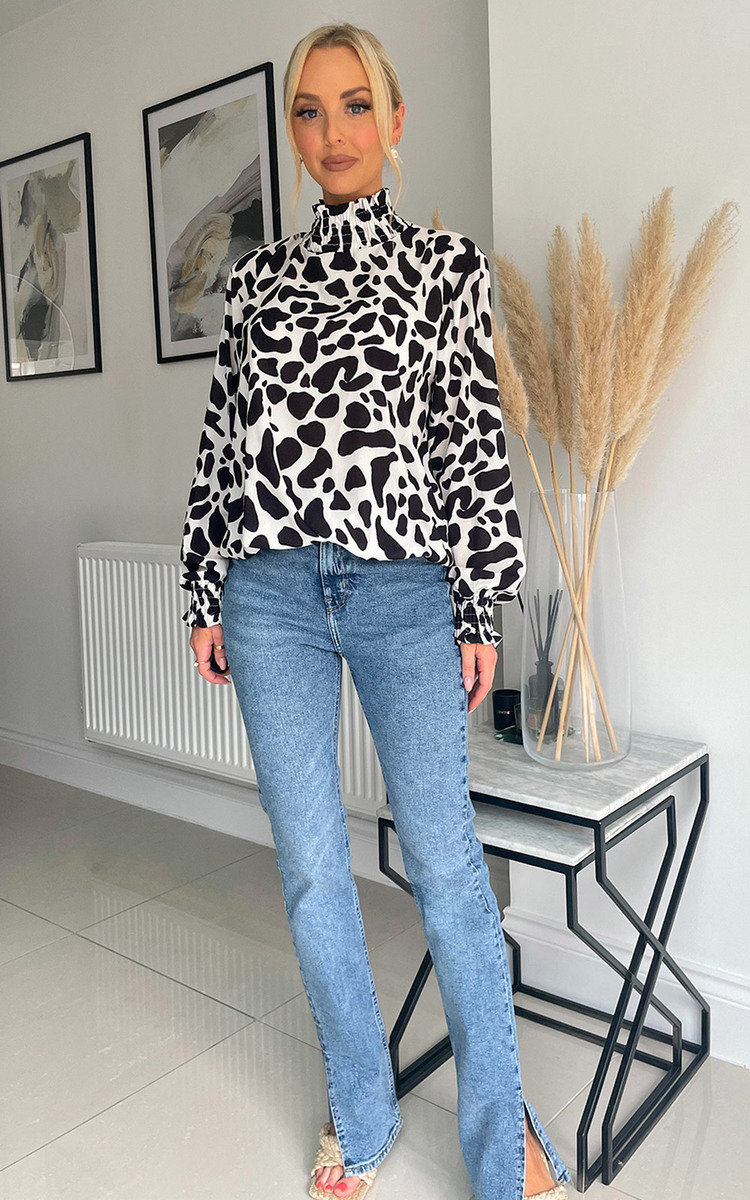 Lori High Neck Blouse with Abstract Print Lori High Neck Blouse with Abstract Print