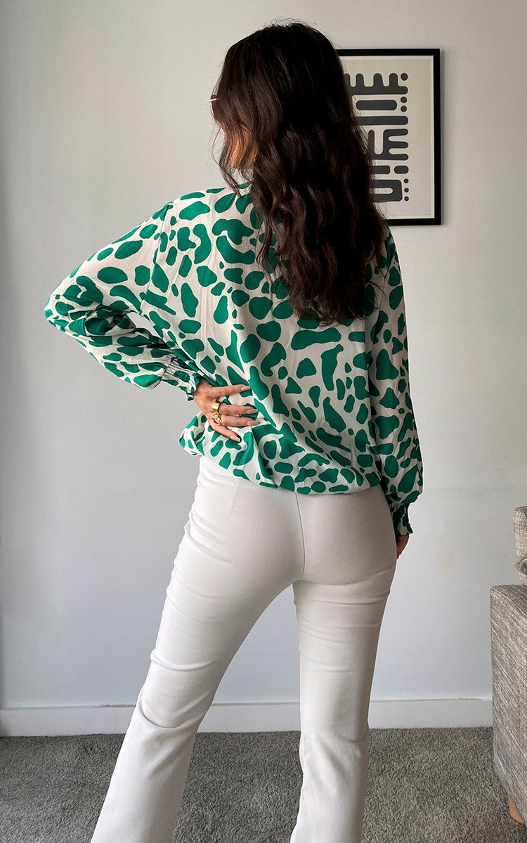Lori High Neck Blouse with Abstract Print Thumbnail Lori High Neck Blouse with Abstract Print Thumbnail