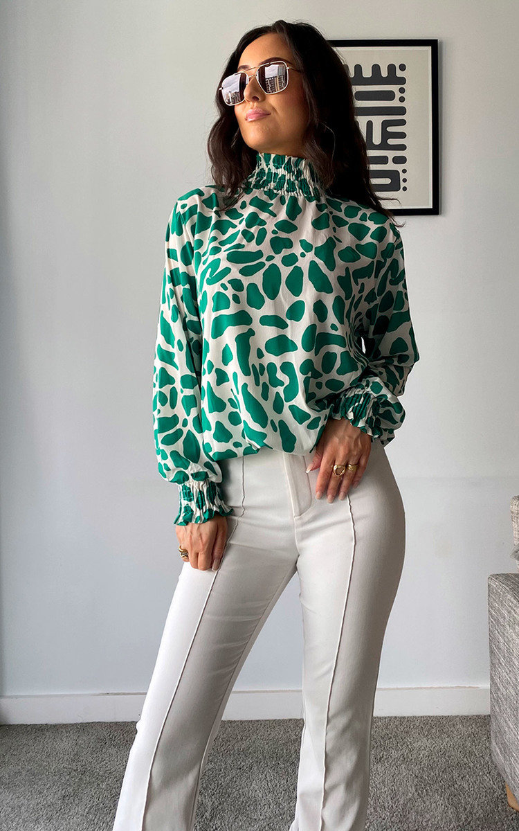 Lori High Neck Blouse with Abstract Print Lori High Neck Blouse with Abstract Print