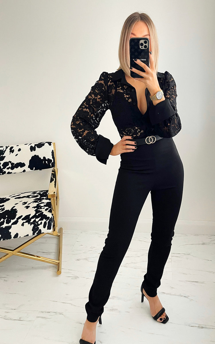 Lorna Lace Front Button Down Jumpsuit Thumbnail Lorna Lace Front Button Down Jumpsuit Thumbnail