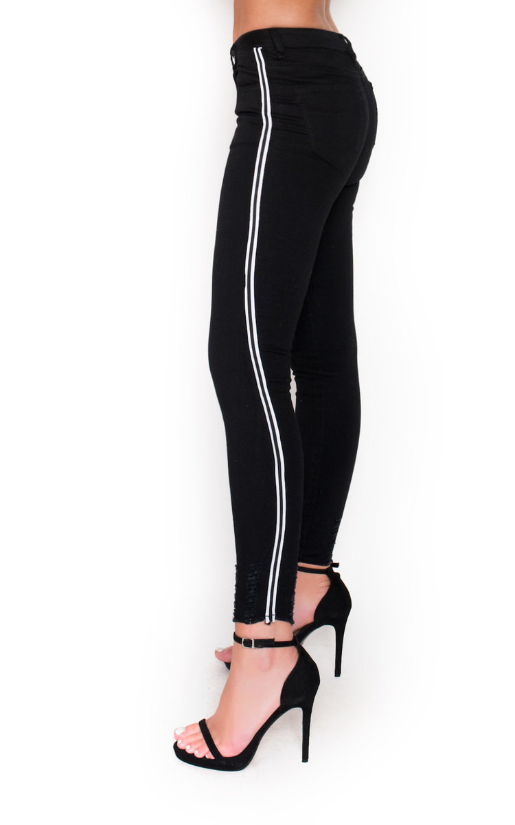 Lottie Striped Mid Rise Skinny Jeans Lottie Striped Mid Rise Skinny Jeans