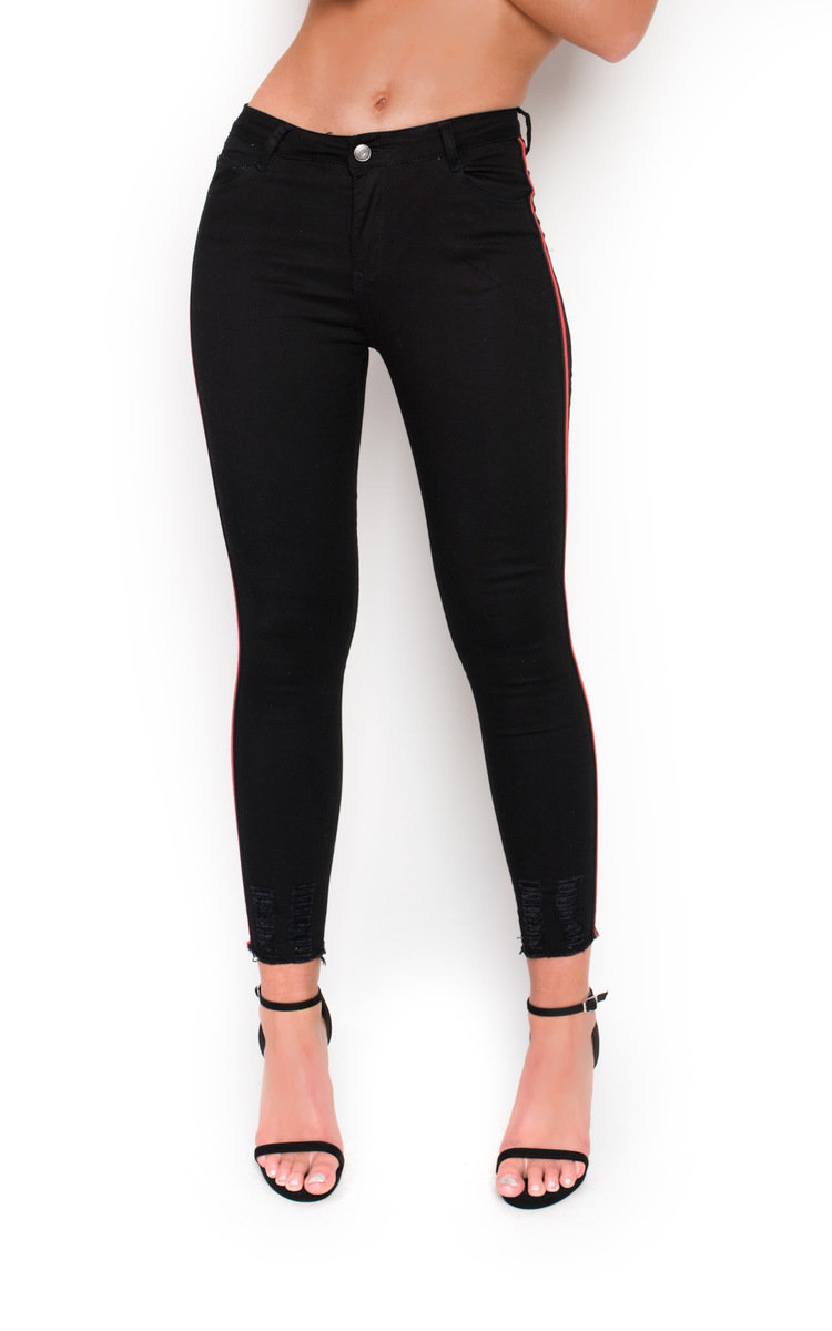 Lottie Red Striped Mid Rise Skinny Jeans Thumbnail Lottie Red Striped Mid Rise Skinny Jeans Thumbnail