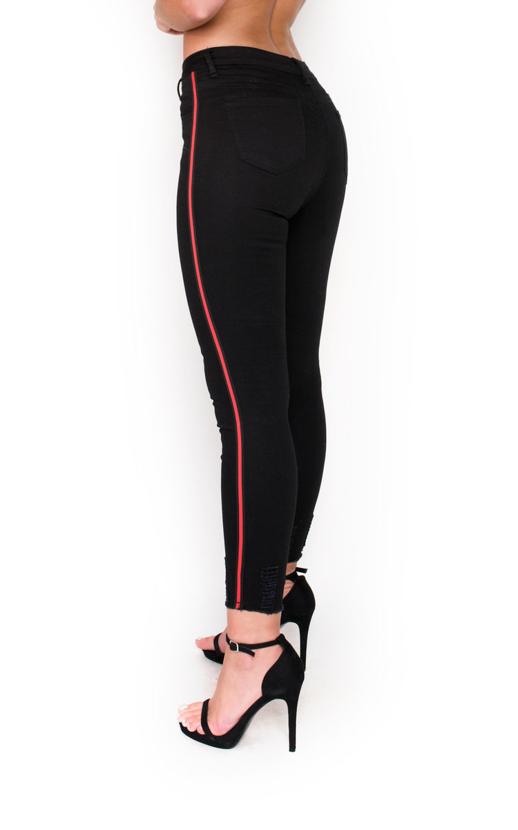 Lottie Red Striped Mid Rise Skinny Jeans Thumbnail Lottie Red Striped Mid Rise Skinny Jeans Thumbnail