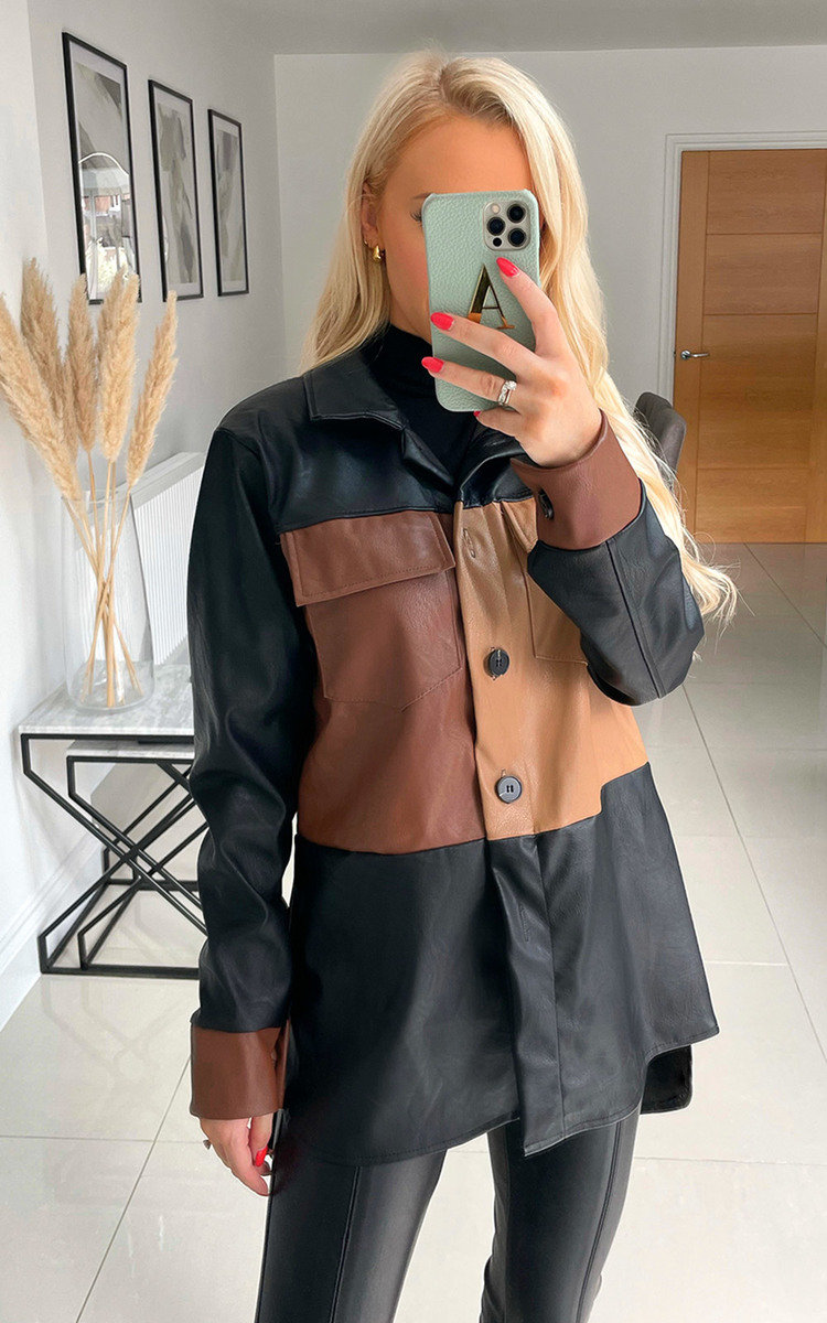 Louise Faux Leather Button Down Shirt Louise Faux Leather Button Down Shirt